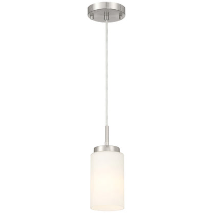 Access Lighting Iris 1 Light Pendant, Brushed Steel/Opal