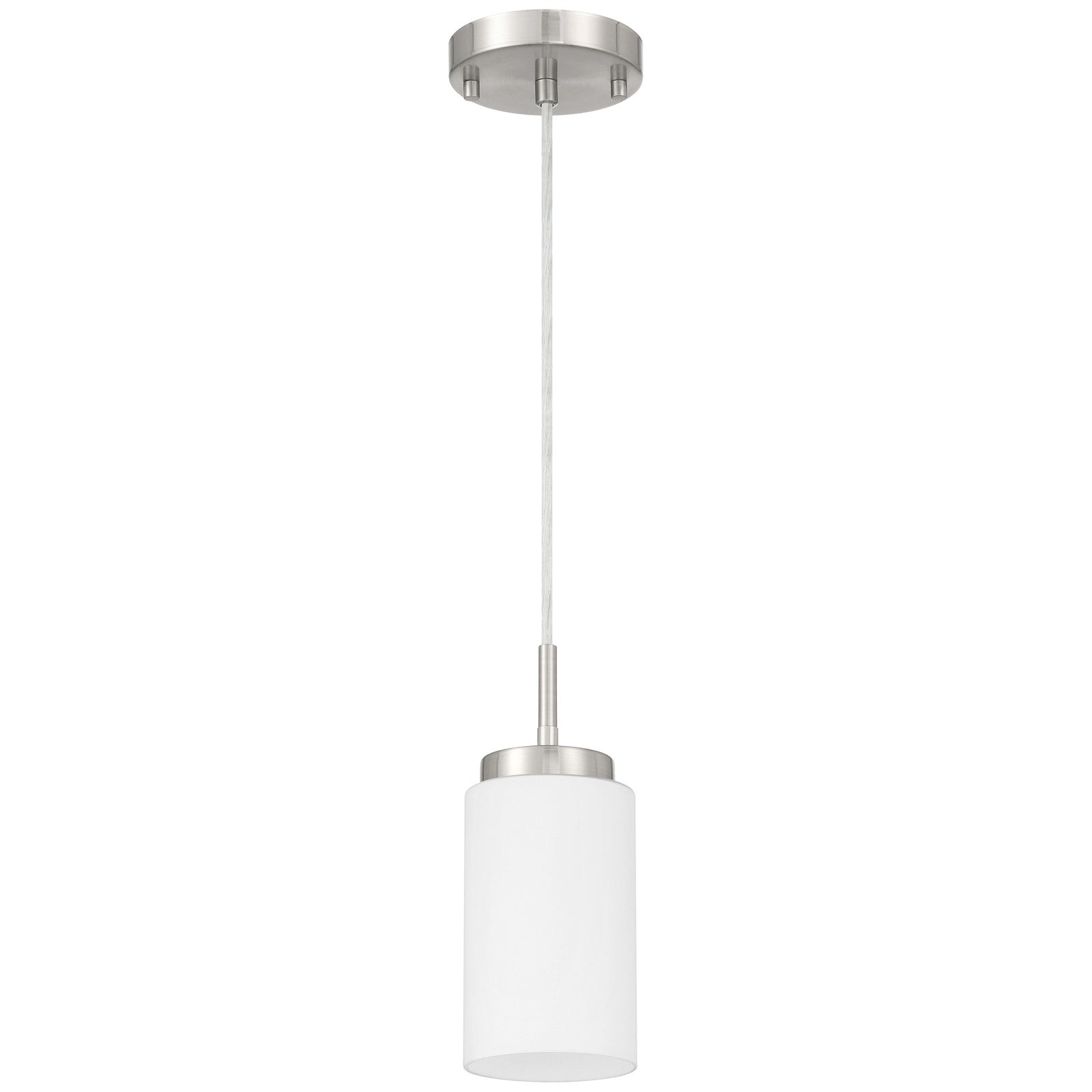 Access Lighting Iris 1 Light Pendant, Brushed Steel/Opal