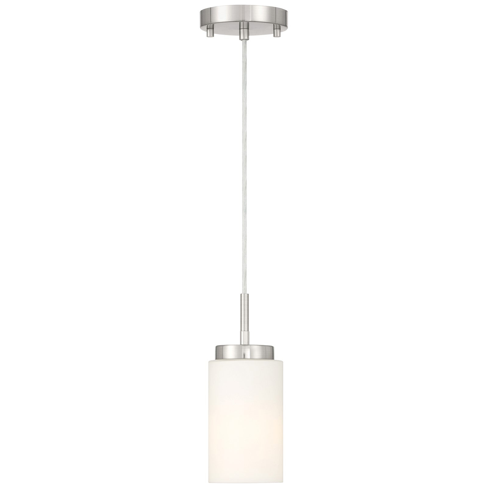 Access Lighting Iris 1 Light Pendant, Brushed Steel/Opal