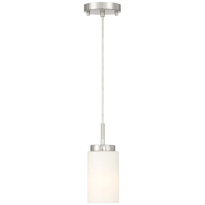Access Lighting Iris 1 Light Pendant, Brushed Steel/Opal