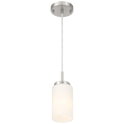 Access Lighting Iris 1 Light Pendant, Brushed Steel/Opal