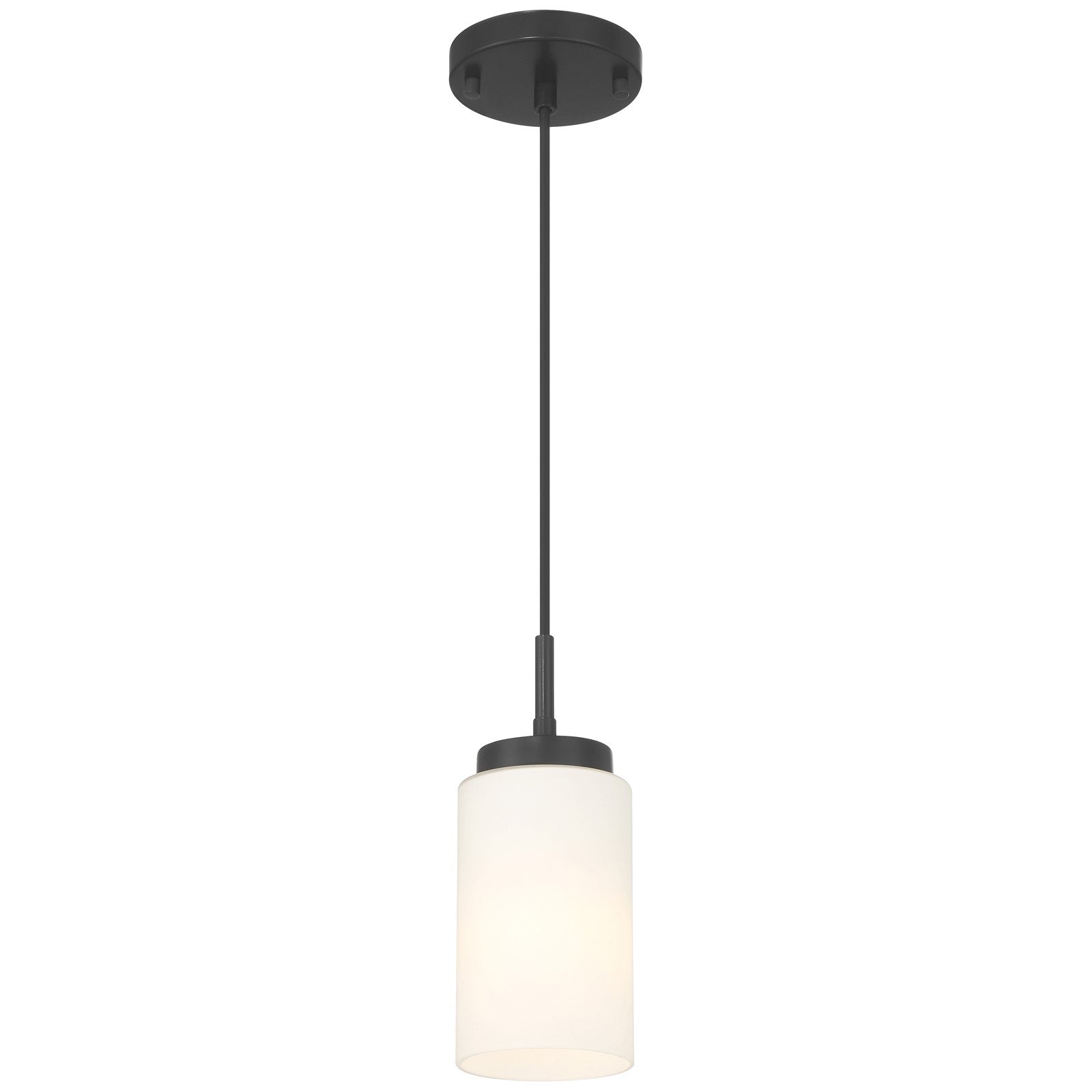 Access Lighting Iris 1 Light Pendant, Matte Black/Opal