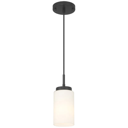 Access Lighting Iris 1 Light Pendant, Matte Black/Opal