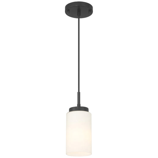 Access Lighting Iris 1 Light Pendant, Matte Black/Opal