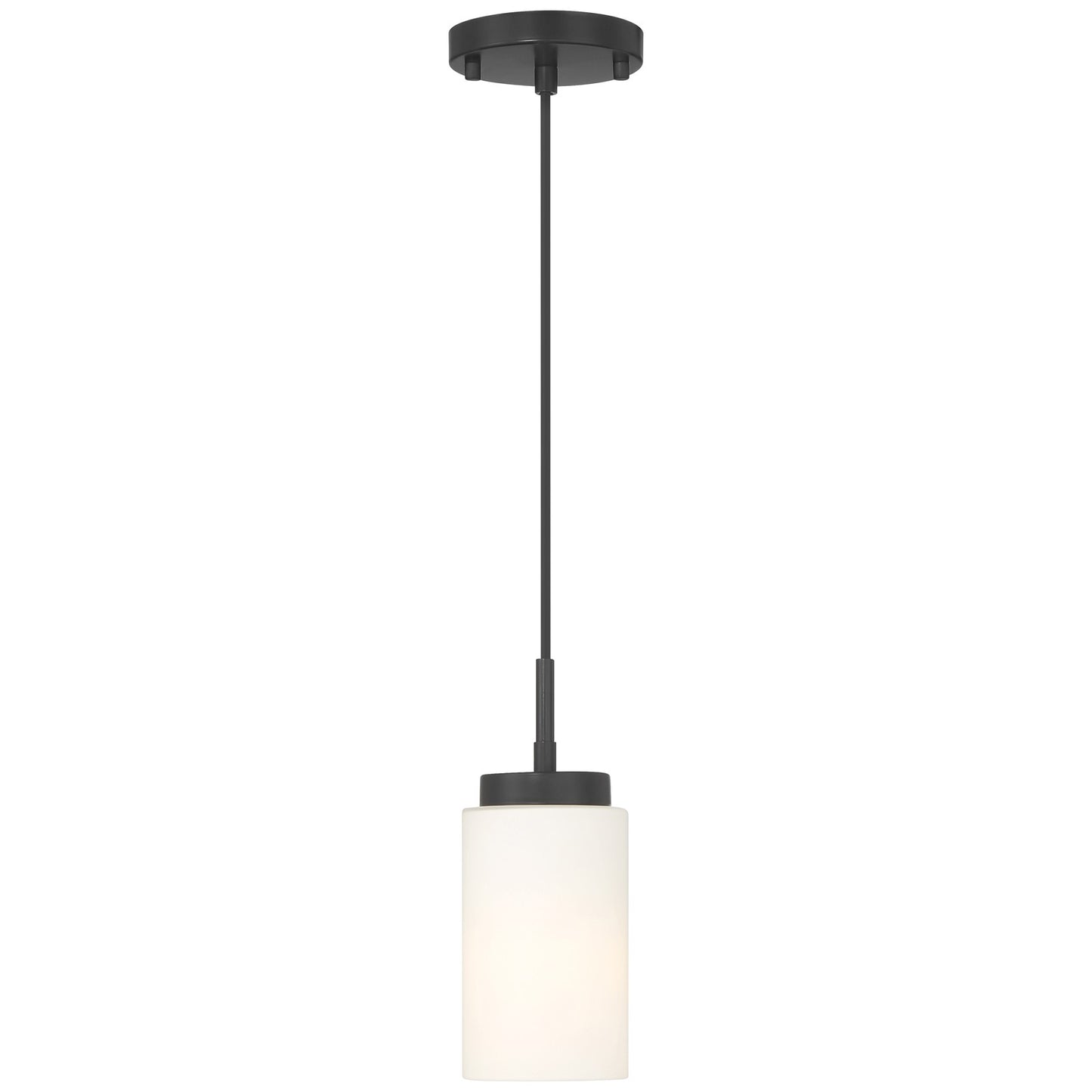 Access Lighting Iris 1 Light Pendant, Matte Black/Opal