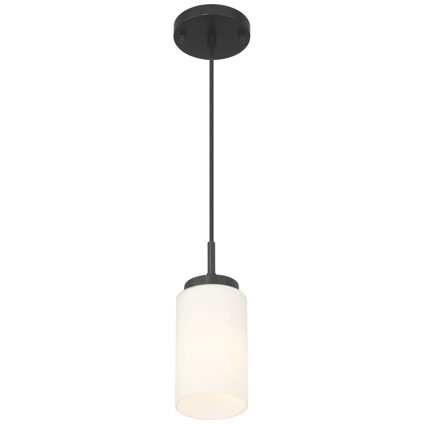Access Lighting Iris 1 Light Pendant, Matte Black/Opal