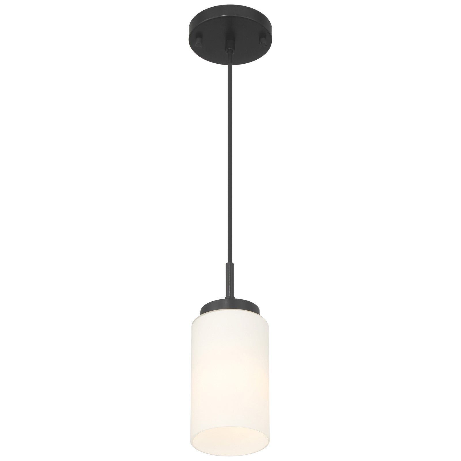 Access Lighting Iris 1 Light Pendant, Matte Black/Opal