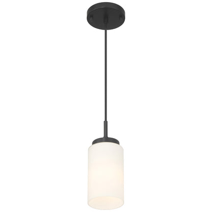 Access Lighting Iris 1 Light Pendant, Matte Black/Opal