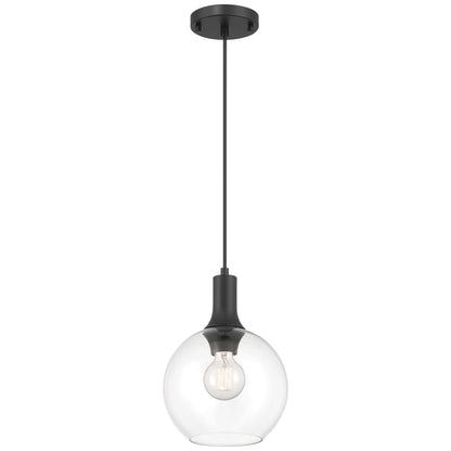 Access Lighting Chantelle 1 Light Pendant, Matte Black/Clear