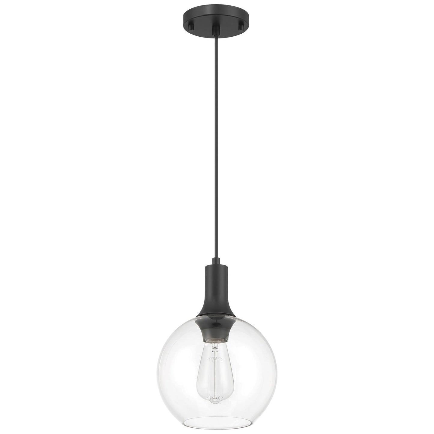 Access Lighting Chantelle 1 Light Pendant, Matte Black/Clear