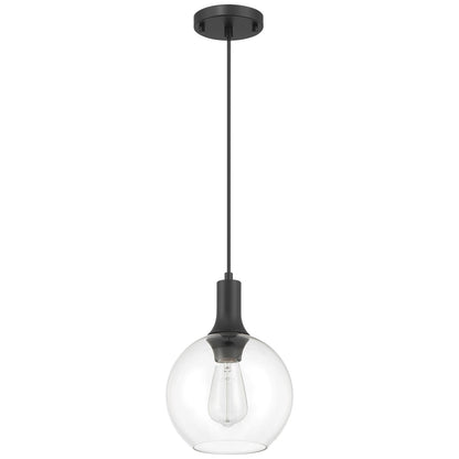 Access Lighting Chantelle 1 Light Pendant, Matte Black/Clear