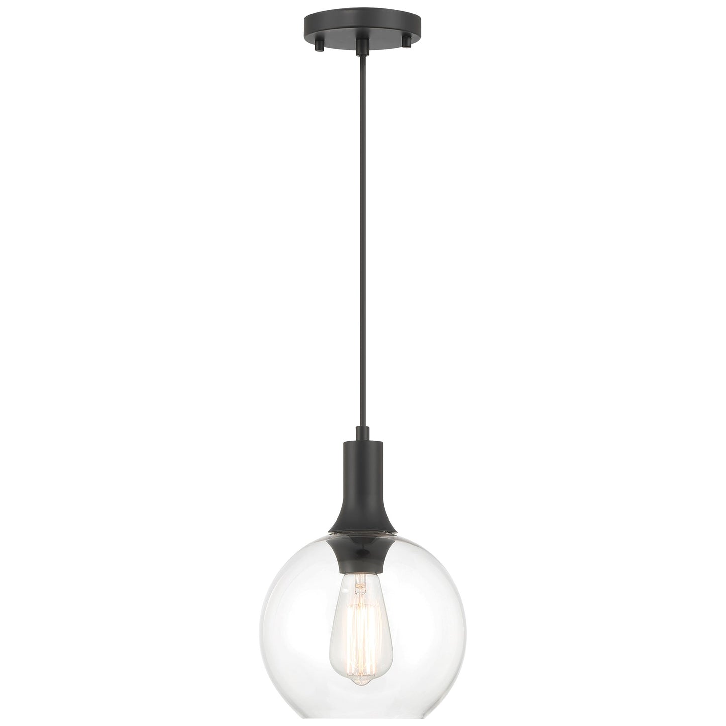 Access Lighting Chantelle 1 Light Pendant, Matte Black/Clear