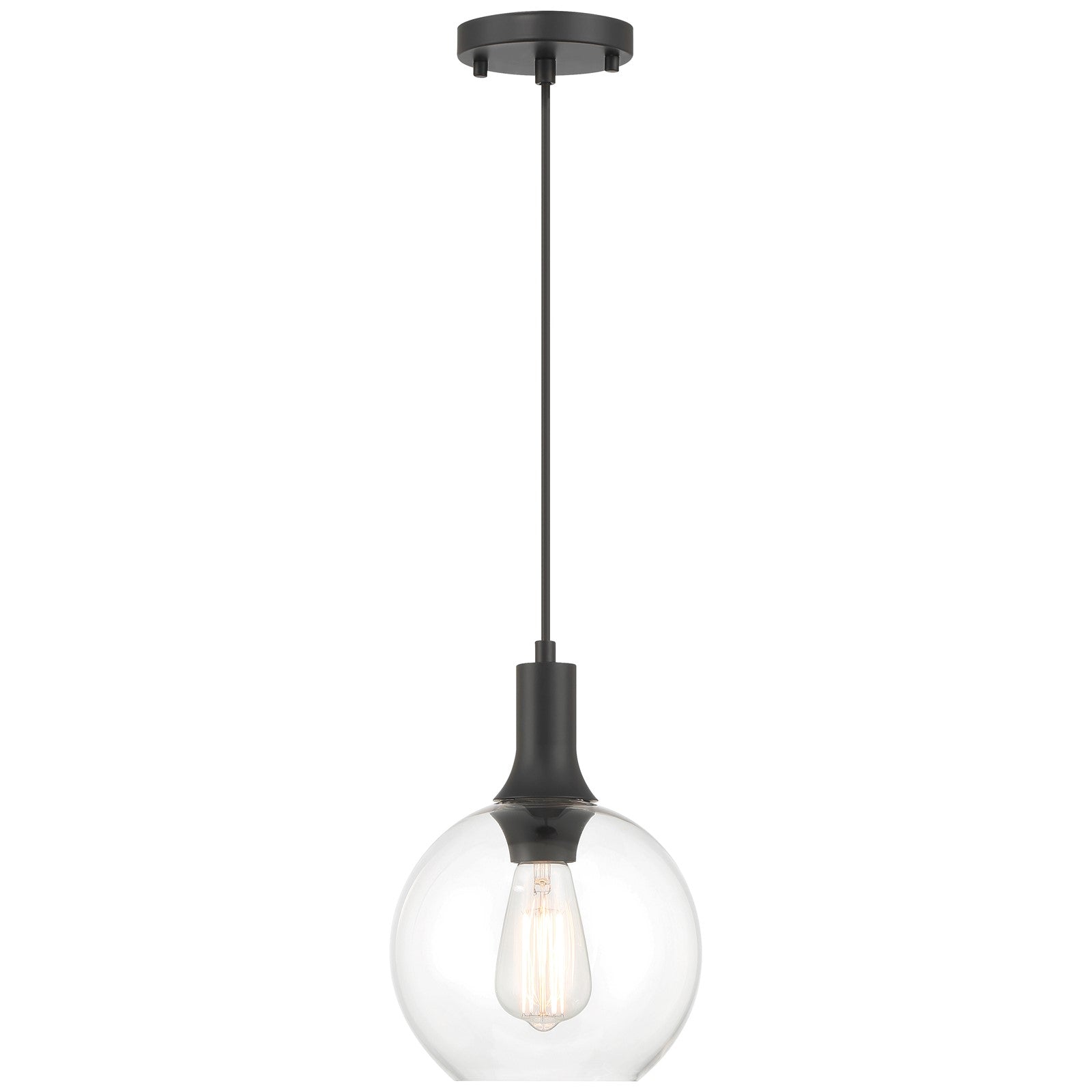 Access Lighting Chantelle 1 Light Pendant, Matte Black/Clear