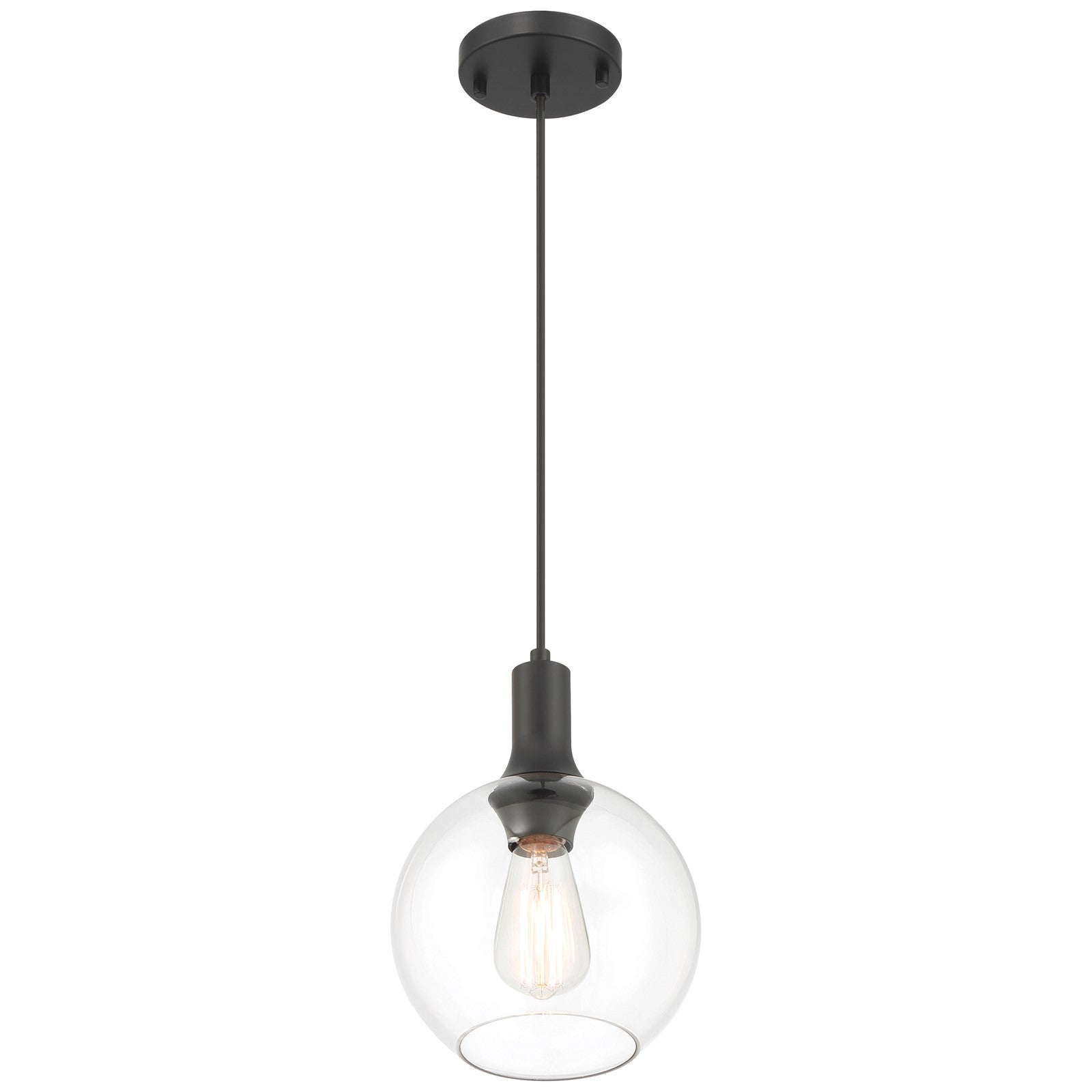 Access Lighting Chantelle 1 Light Pendant, Matte Black/Clear