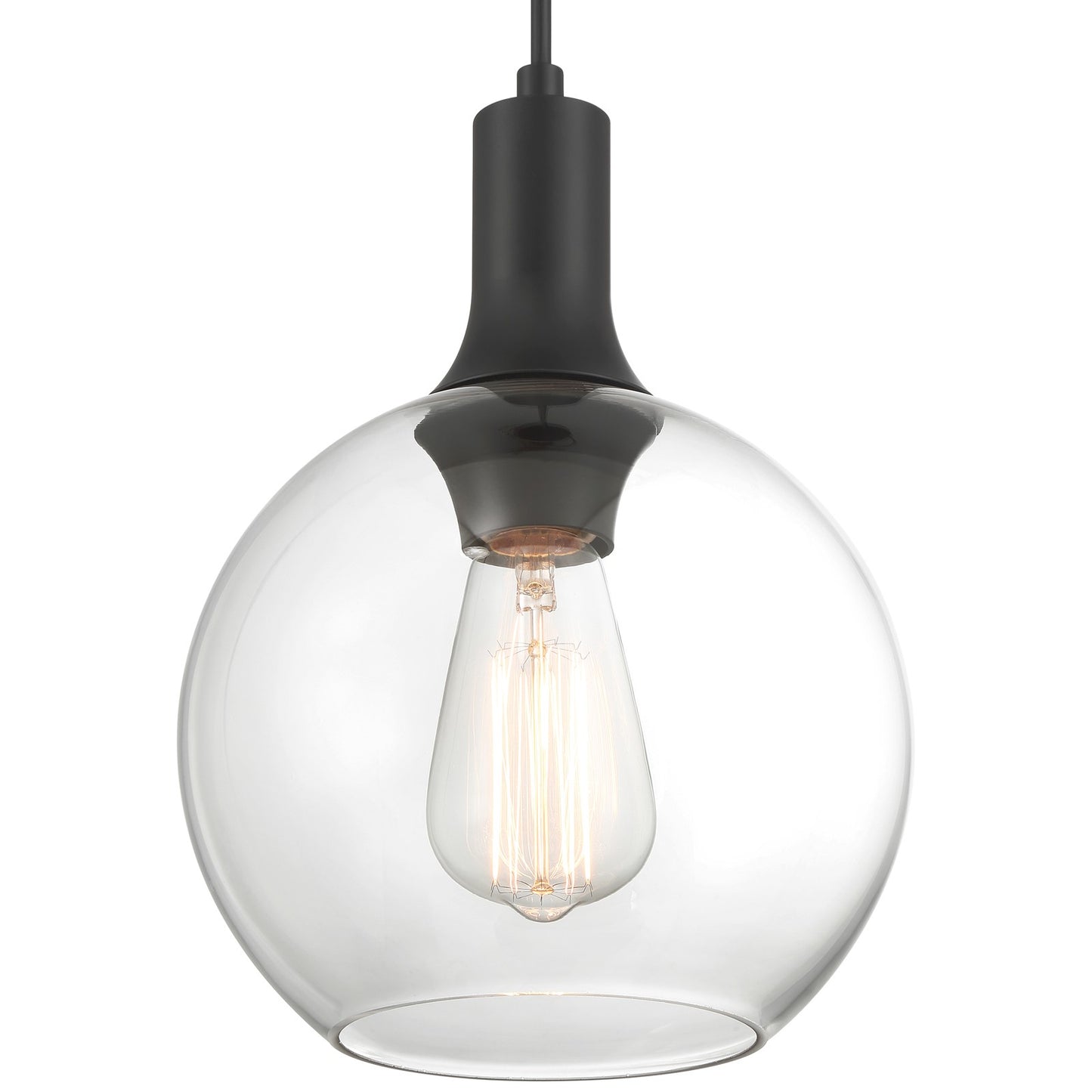 Access Lighting Chantelle 1 Light Pendant, Matte Black/Clear