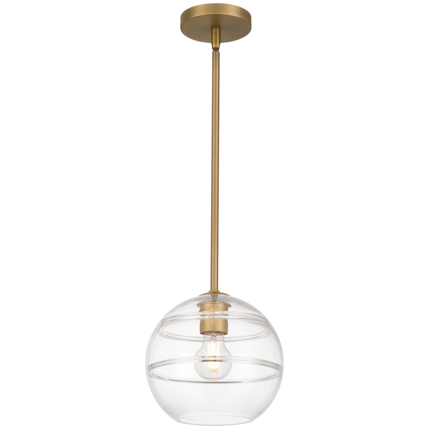 Access Swirl 1Lt Pendant, Antique Brushed Brass/Clr Ribbed