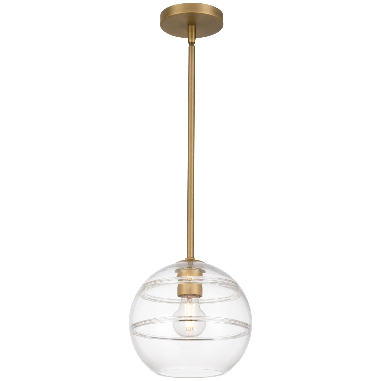 Access Swirl 1Lt Pendant, Antique Brushed Brass/Clr Ribbed