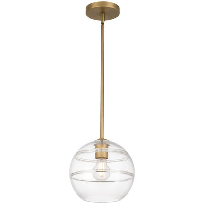Access Swirl 1Lt Pendant, Antique Brushed Brass/Clr Ribbed