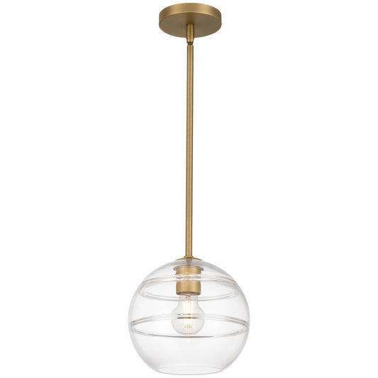 Access Swirl 1Lt Pendant, Antique Brushed Brass/Clr Ribbed