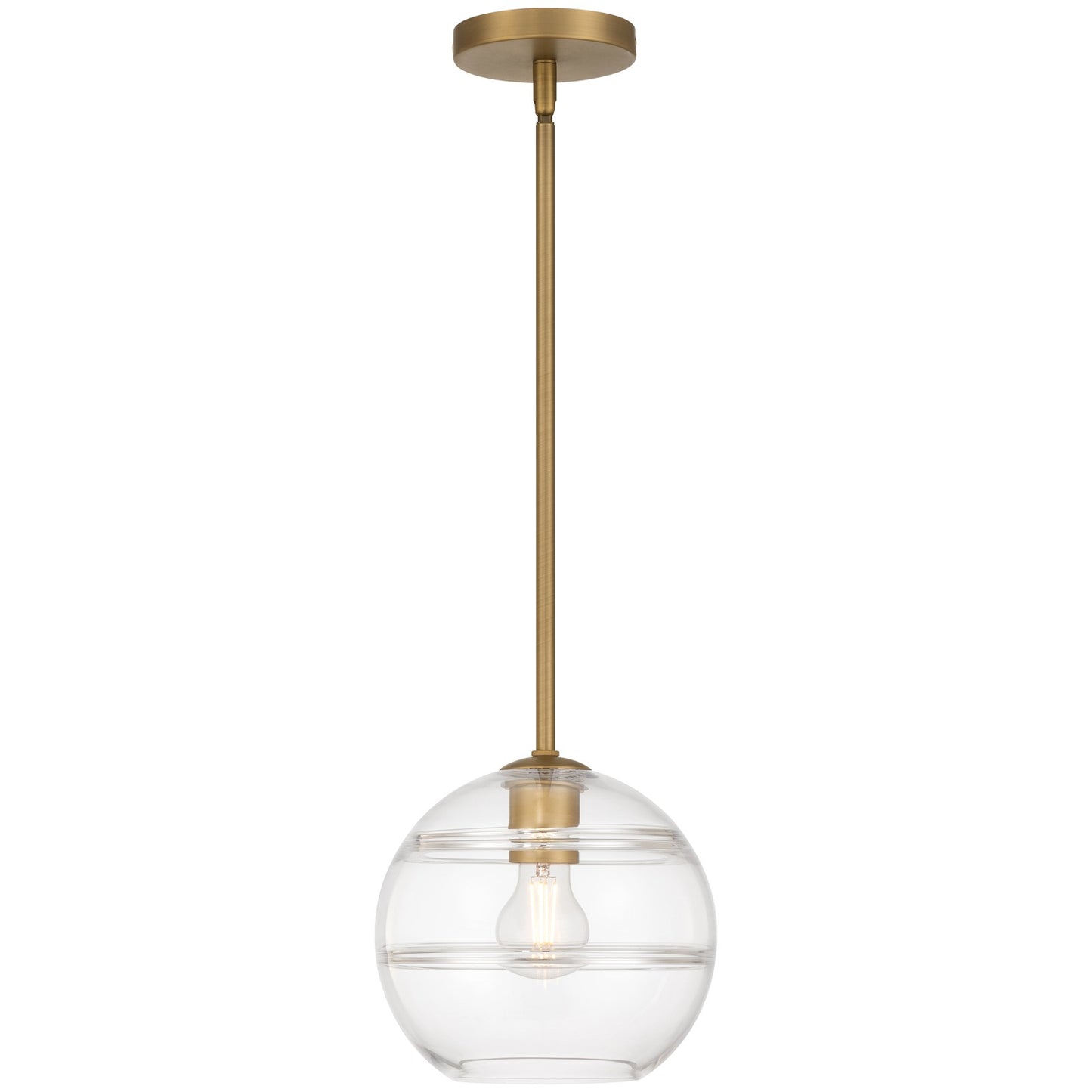 Access Swirl 1Lt Pendant, Antique Brushed Brass/Clr Ribbed