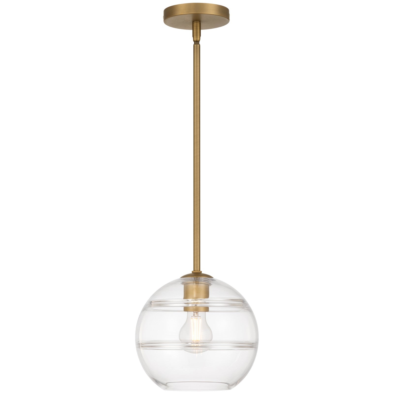 Access Swirl 1Lt Pendant, Antique Brushed Brass/Clr Ribbed