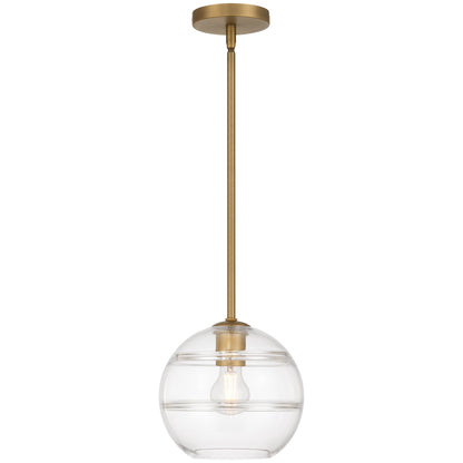 Access Swirl 1Lt Pendant, Antique Brushed Brass/Clr Ribbed