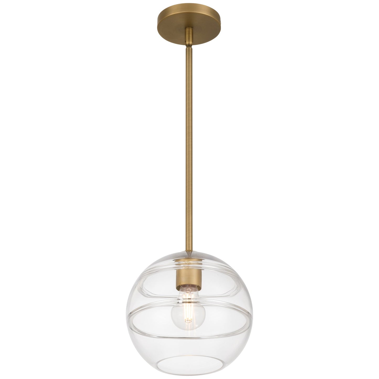Access Swirl 1Lt Pendant, Antique Brushed Brass/Clr Ribbed