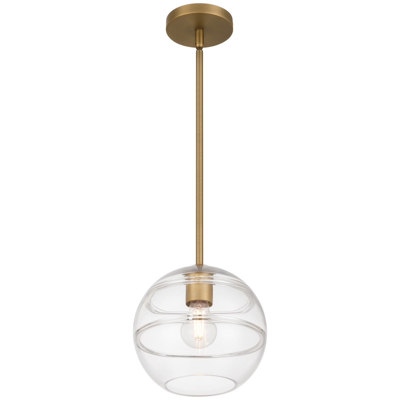 Access Swirl 1Lt Pendant, Antique Brushed Brass/Clr Ribbed