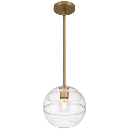 Access Swirl 1Lt Pendant, Antique Brushed Brass/Clr Ribbed