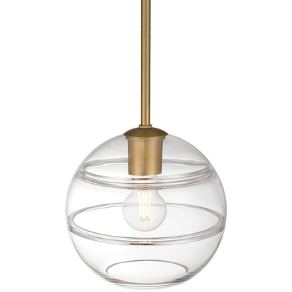 Access Swirl 1Lt Pendant, Antique Brushed Brass/Clr Ribbed