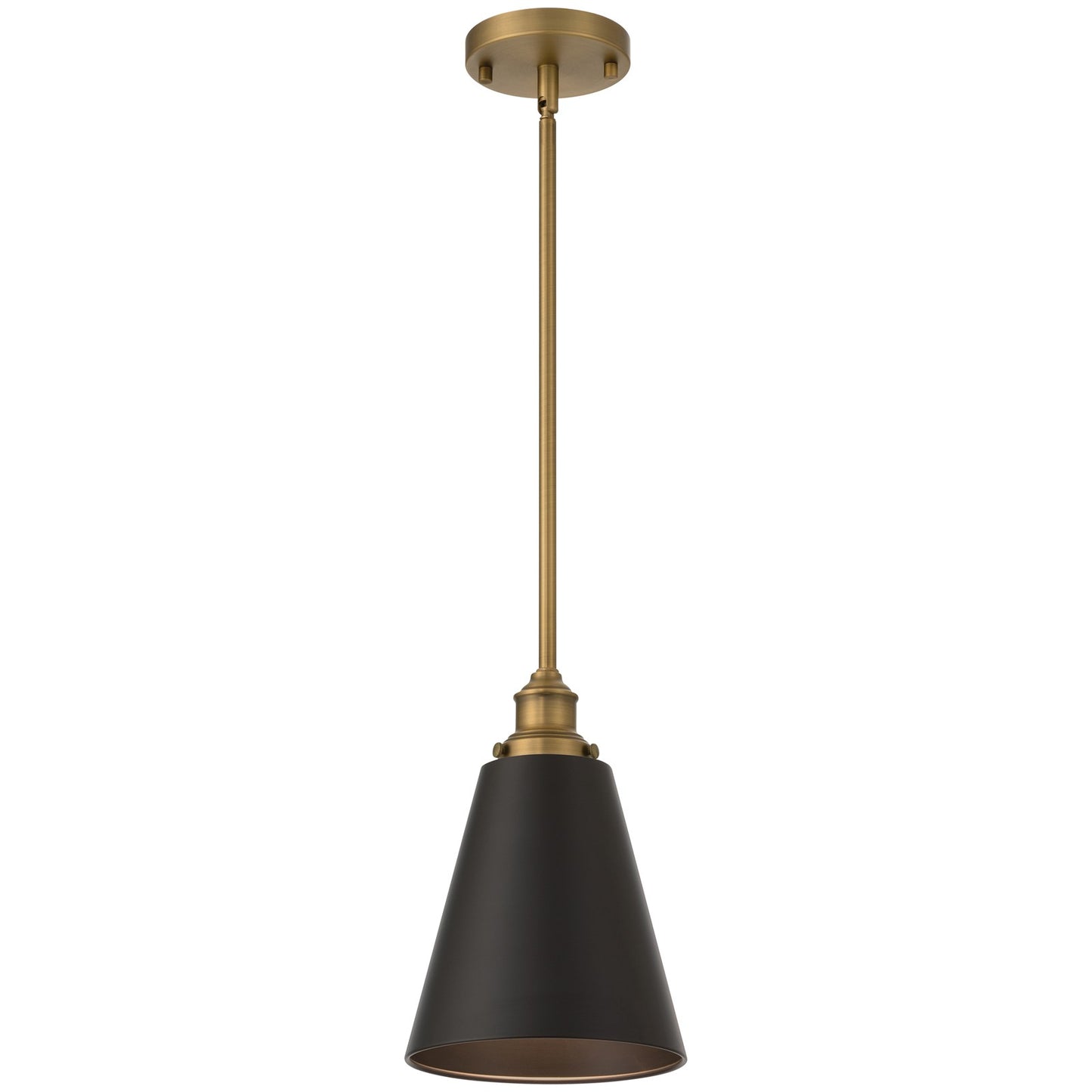 Access Dahlia 1Lt Pendant, Antique Brushed Brass, Black Shade/Black