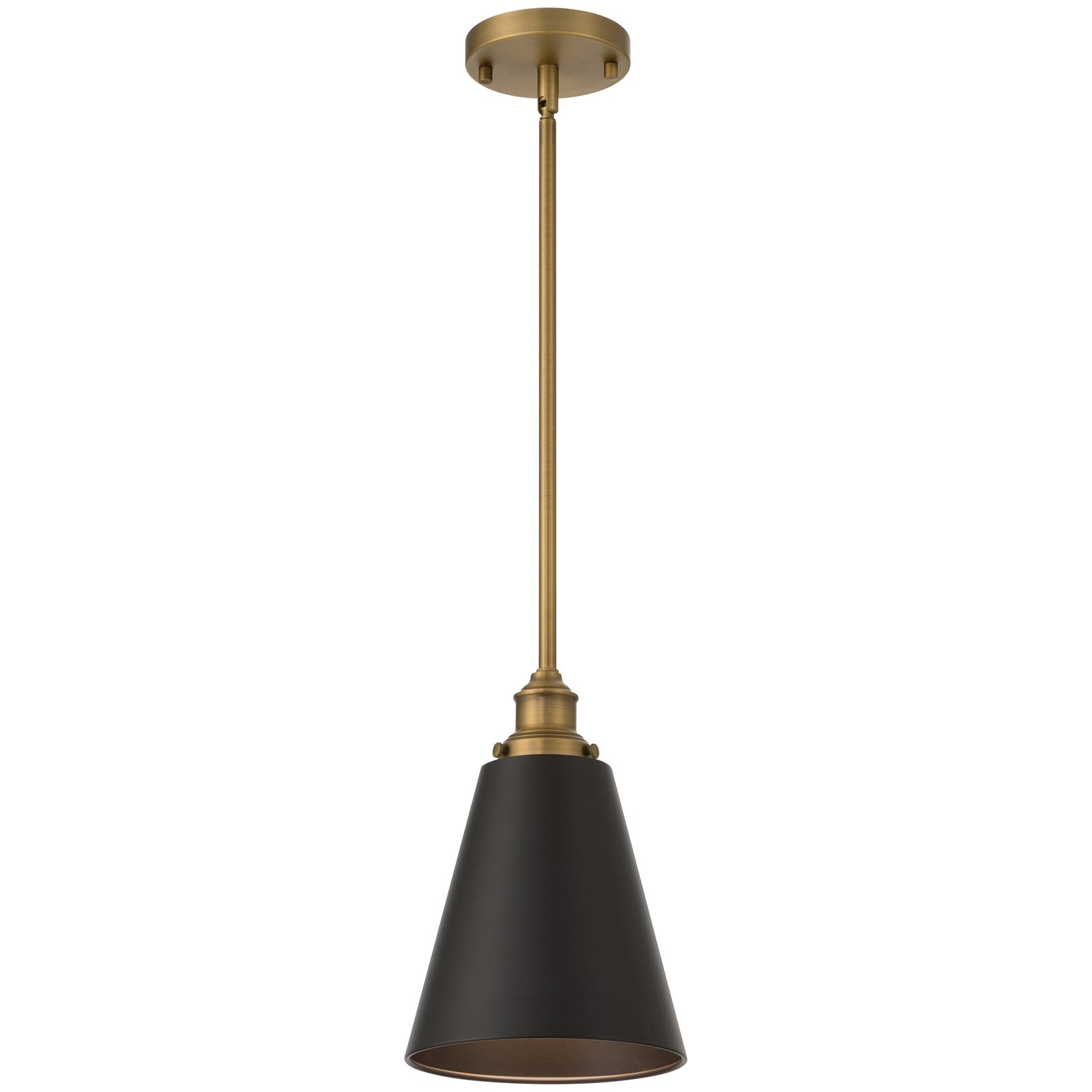 Access Dahlia 1Lt Pendant, Antique Brushed Brass, Black Shade/Black