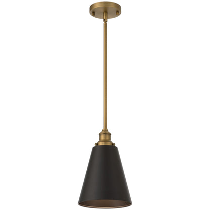 Access Dahlia 1Lt Pendant, Antique Brushed Brass, Black Shade/Black