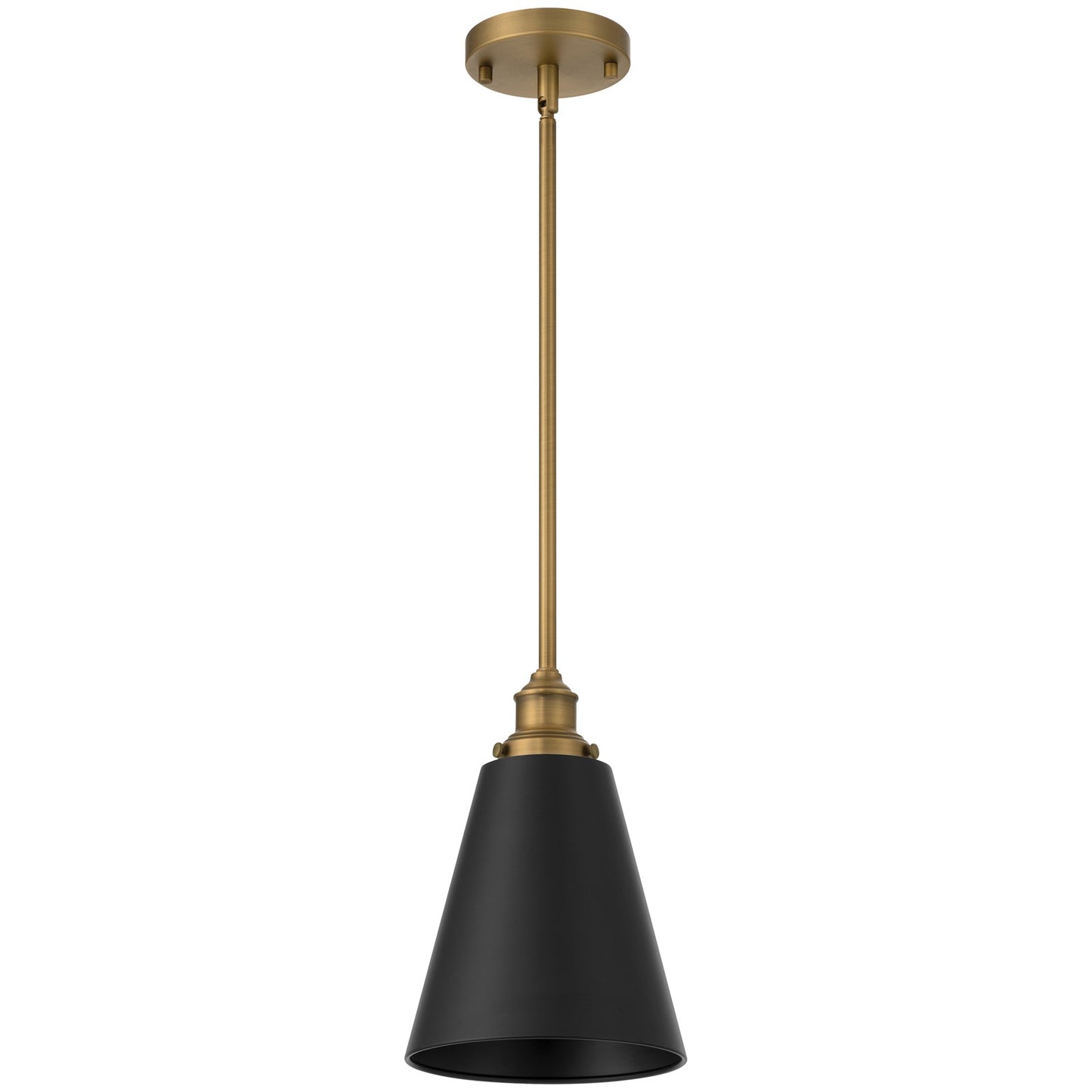 Access Dahlia 1Lt Pendant, Antique Brushed Brass, Black Shade/Black