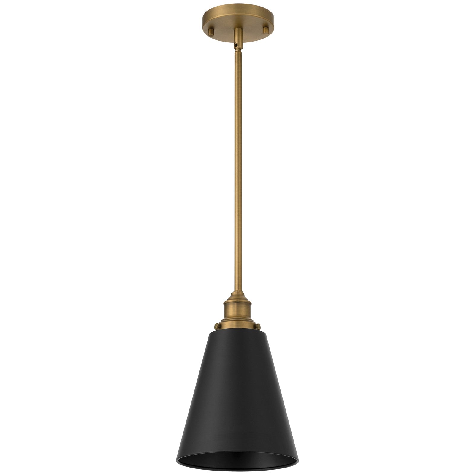 Access Dahlia 1Lt Pendant, Antique Brushed Brass, Black Shade/Black
