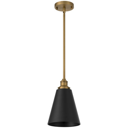 Access Dahlia 1Lt Pendant, Antique Brushed Brass, Black Shade/Black