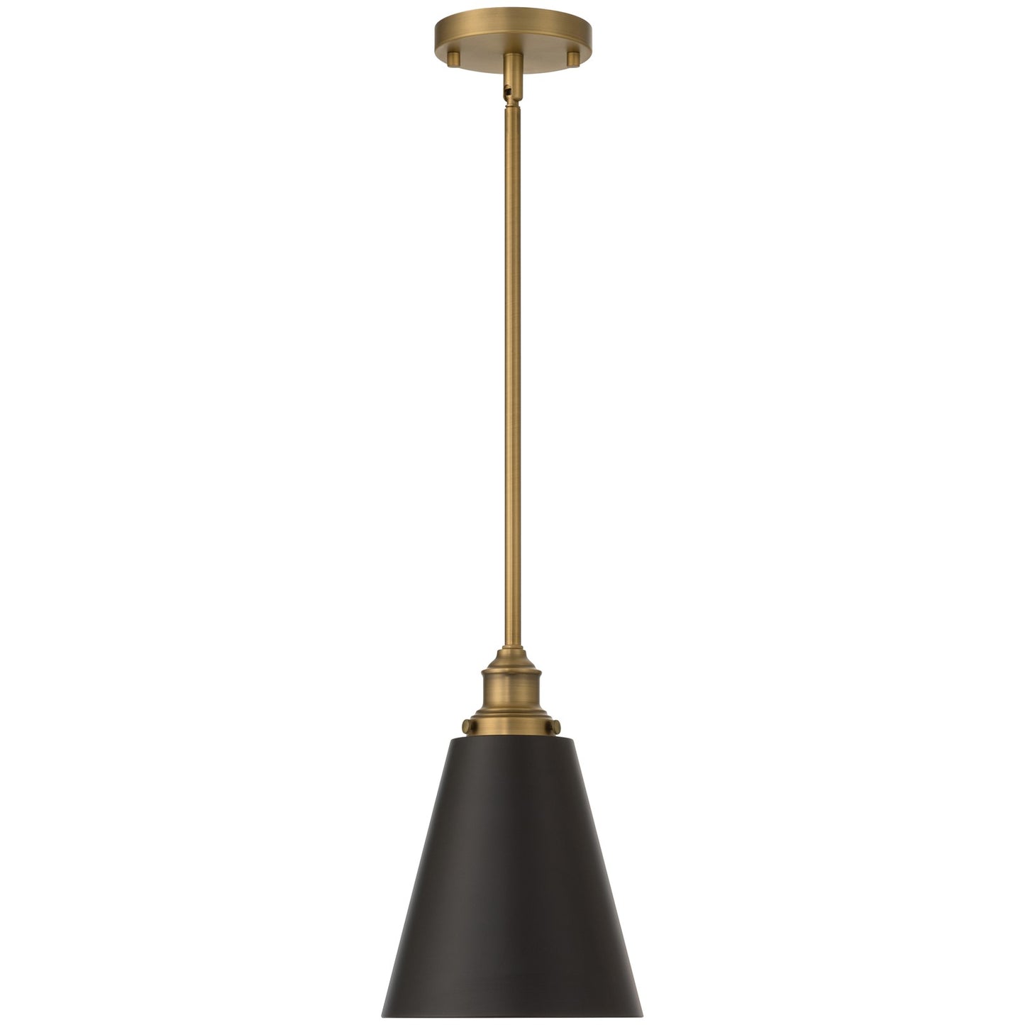 Access Dahlia 1Lt Pendant, Antique Brushed Brass, Black Shade/Black