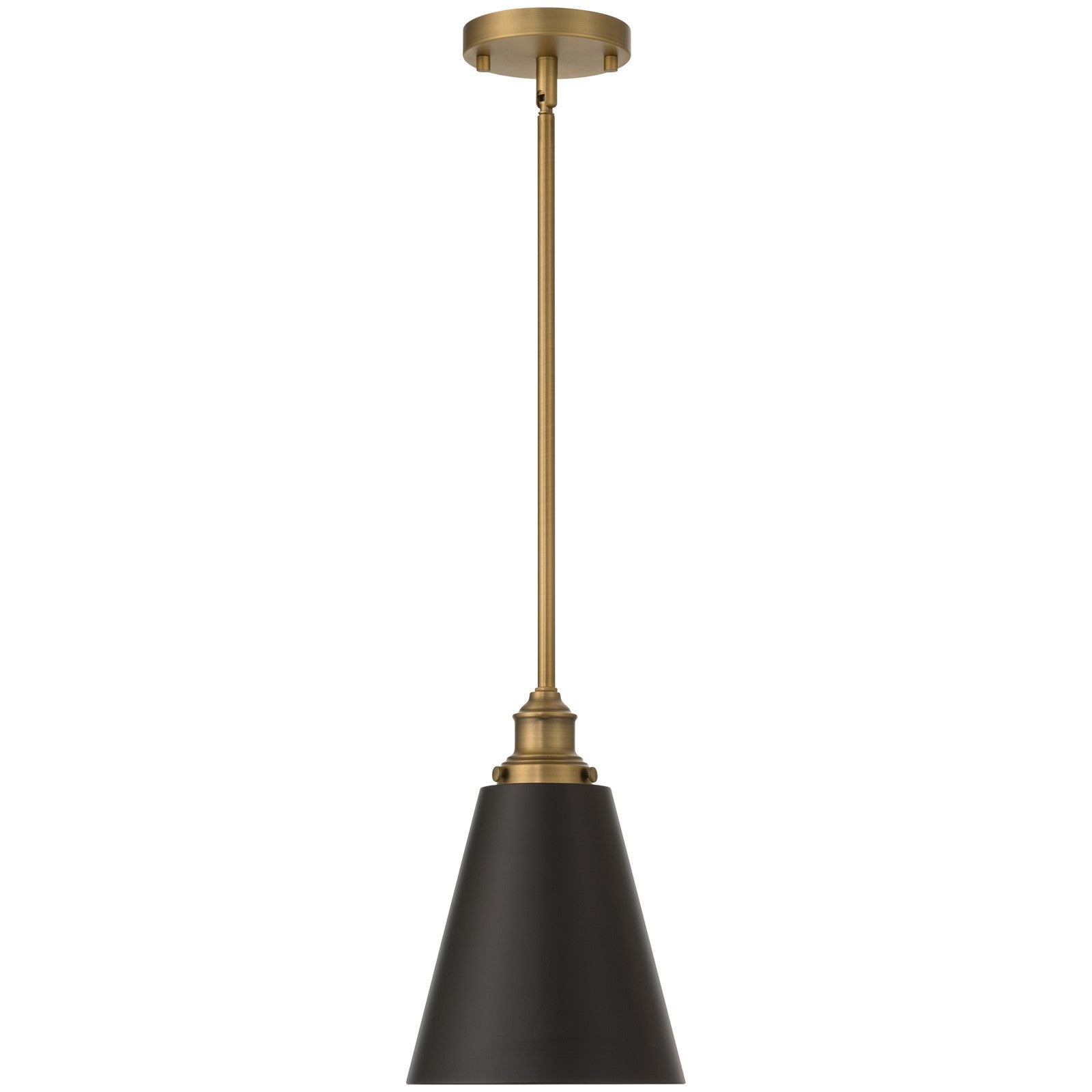 Access Dahlia 1Lt Pendant, Antique Brushed Brass, Black Shade/Black