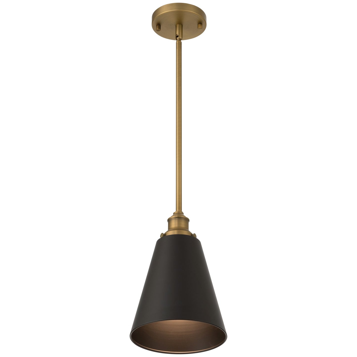 Access Dahlia 1Lt Pendant, Antique Brushed Brass, Black Shade/Black