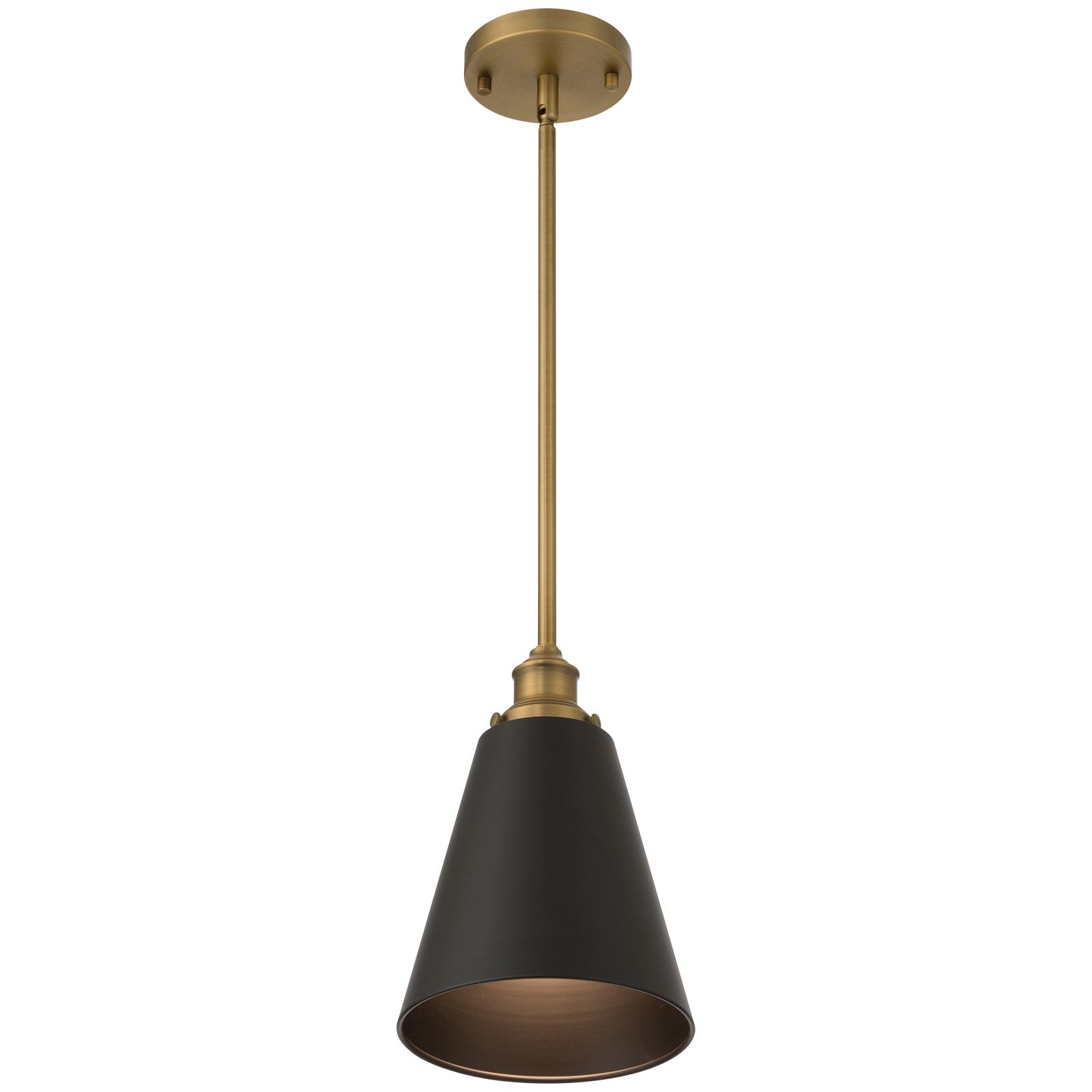 Access Dahlia 1Lt Pendant, Antique Brushed Brass, Black Shade/Black