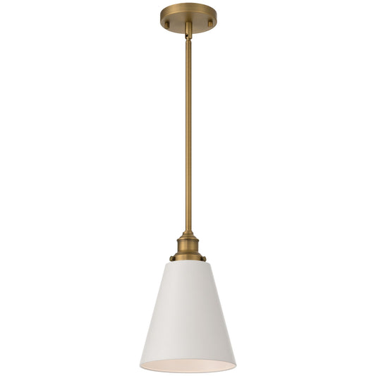 Access Dahlia 1Lt Pendant, Antique Brushed Brass, White Shade/White