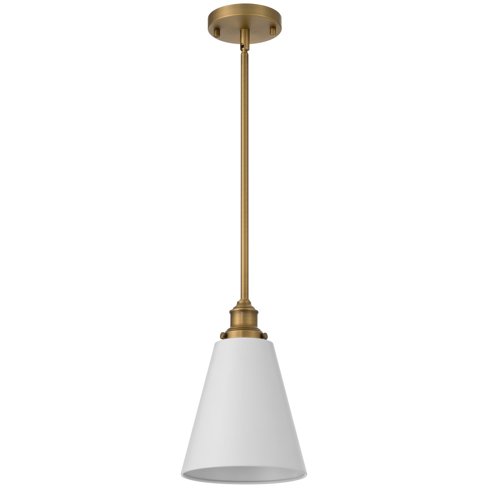 Access Dahlia 1Lt Pendant, Antique Brushed Brass, White Shade/White