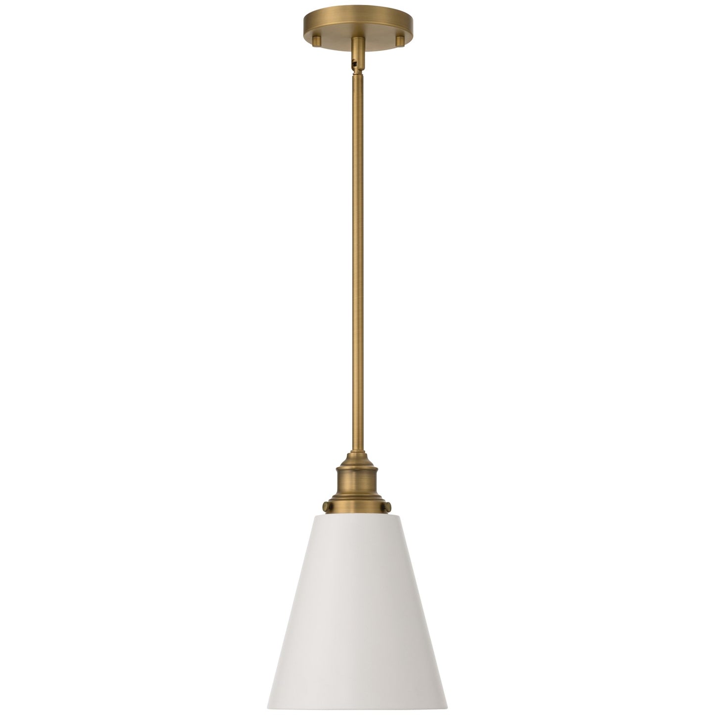Access Dahlia 1Lt Pendant, Antique Brushed Brass, White Shade/White