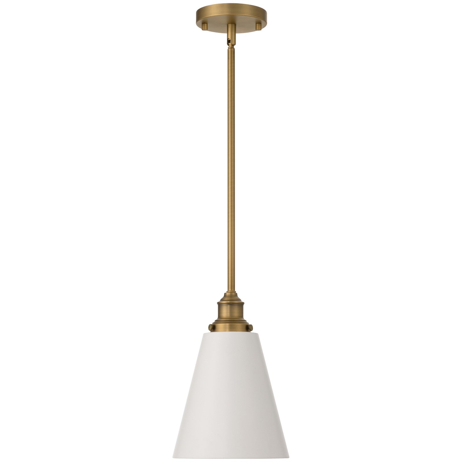 Access Dahlia 1Lt Pendant, Antique Brushed Brass, White Shade/White