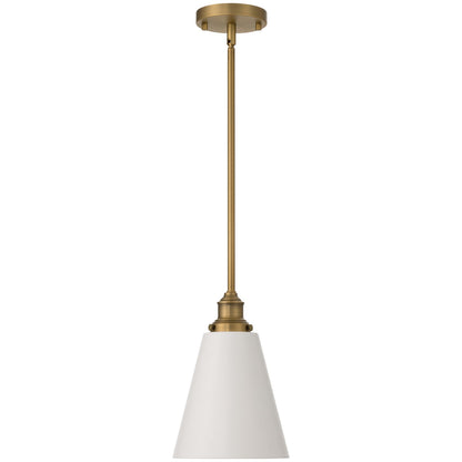 Access Dahlia 1Lt Pendant, Antique Brushed Brass, White Shade/White