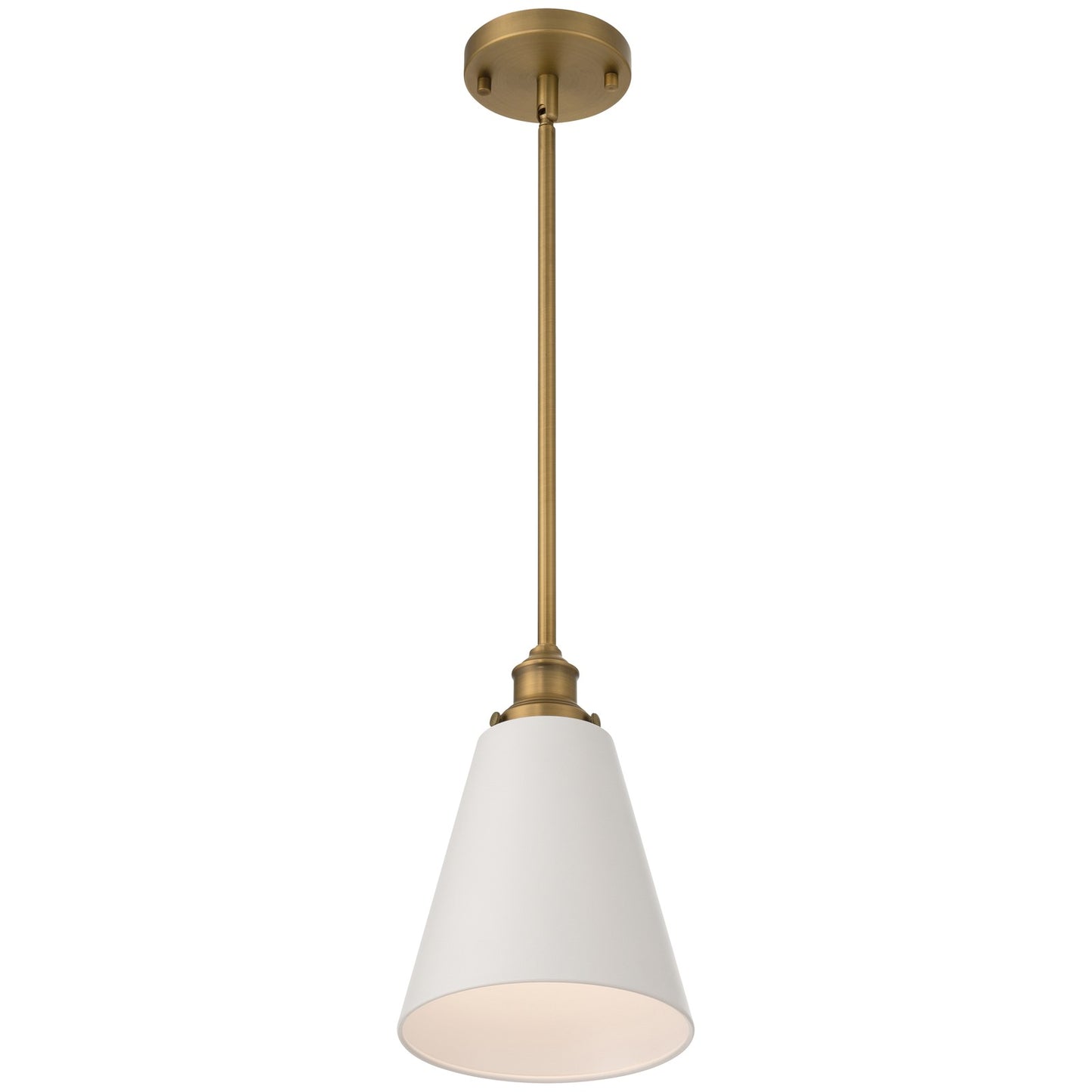 Access Dahlia 1Lt Pendant, Antique Brushed Brass, White Shade/White