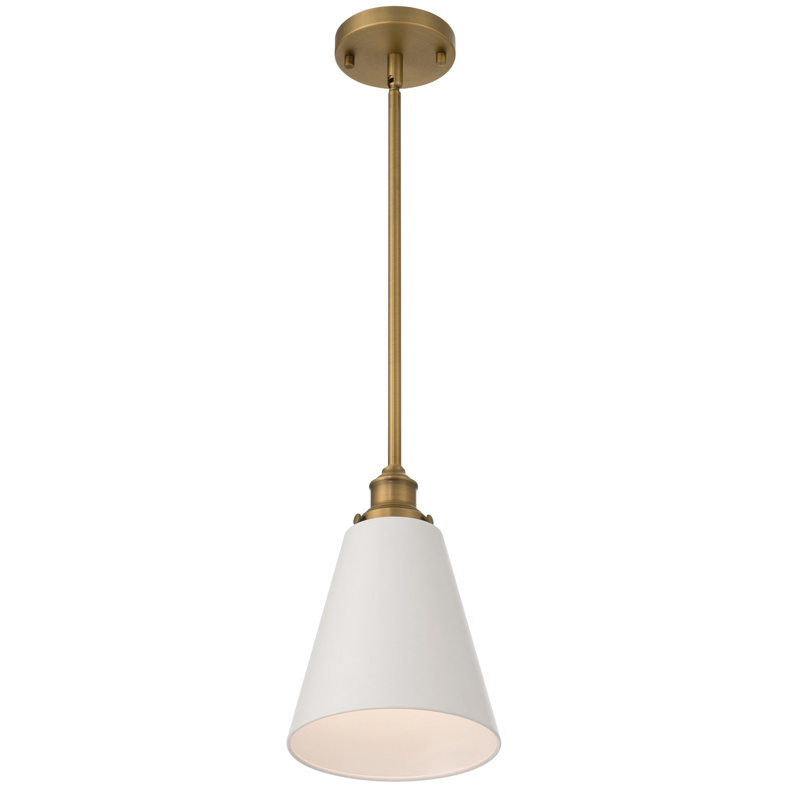 Access Dahlia 1Lt Pendant, Antique Brushed Brass, White Shade/White