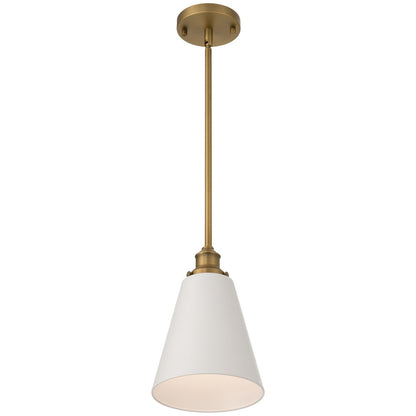 Access Dahlia 1Lt Pendant, Antique Brushed Brass, White Shade/White