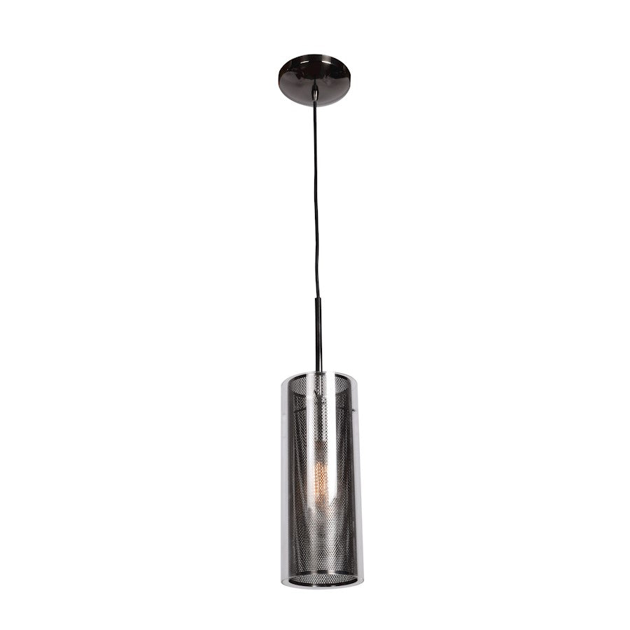 1 Light Pendant, Black Chrome