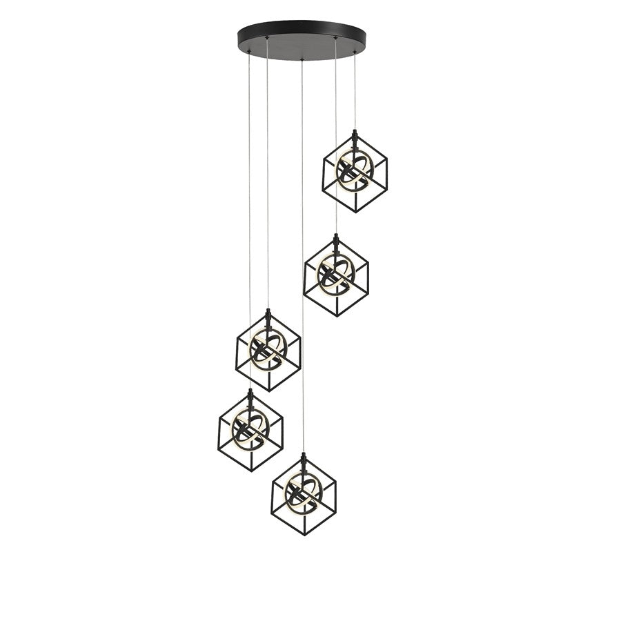 5 Light Pendant, Matte Black